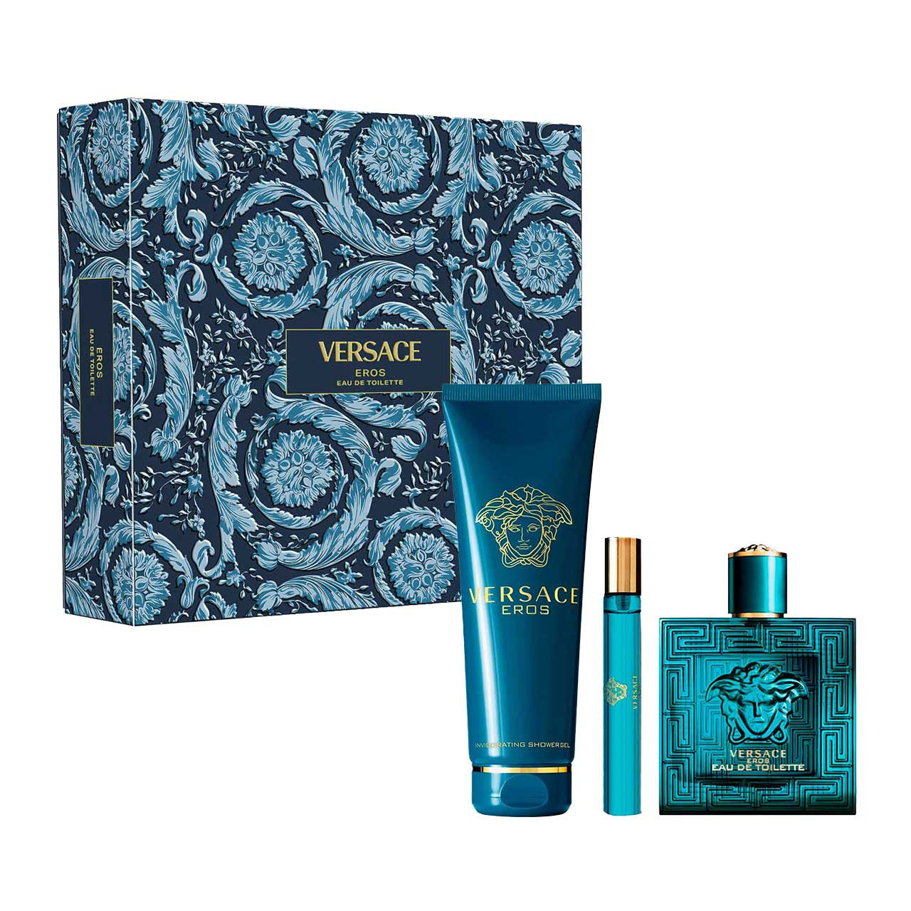 Versace Eros Set 3 Piezas EDT 100ml + Miniatura 10ml + Shower Gel 150ml
